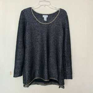 Soft Surroundings Wool Blend Chain Trim Sweater